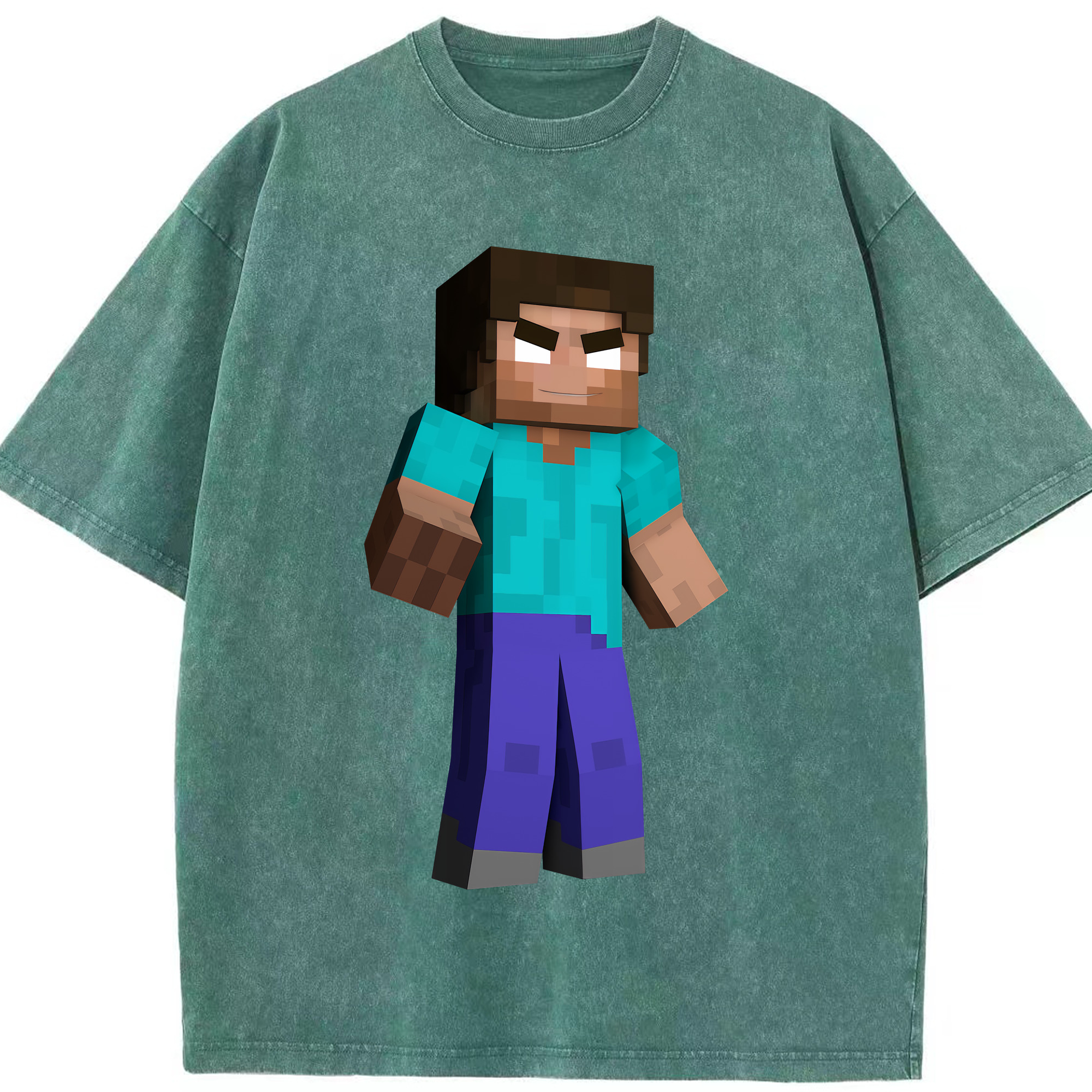 （画像用） マインクラフト ブロックの世界 Minecraft MC Block world 綿100% ヴィンテージ風 半袖Tシャツ（フロントプリント）